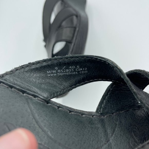 Born Black Wedge Leather Open Toe Sandals - Picture 6 of 6